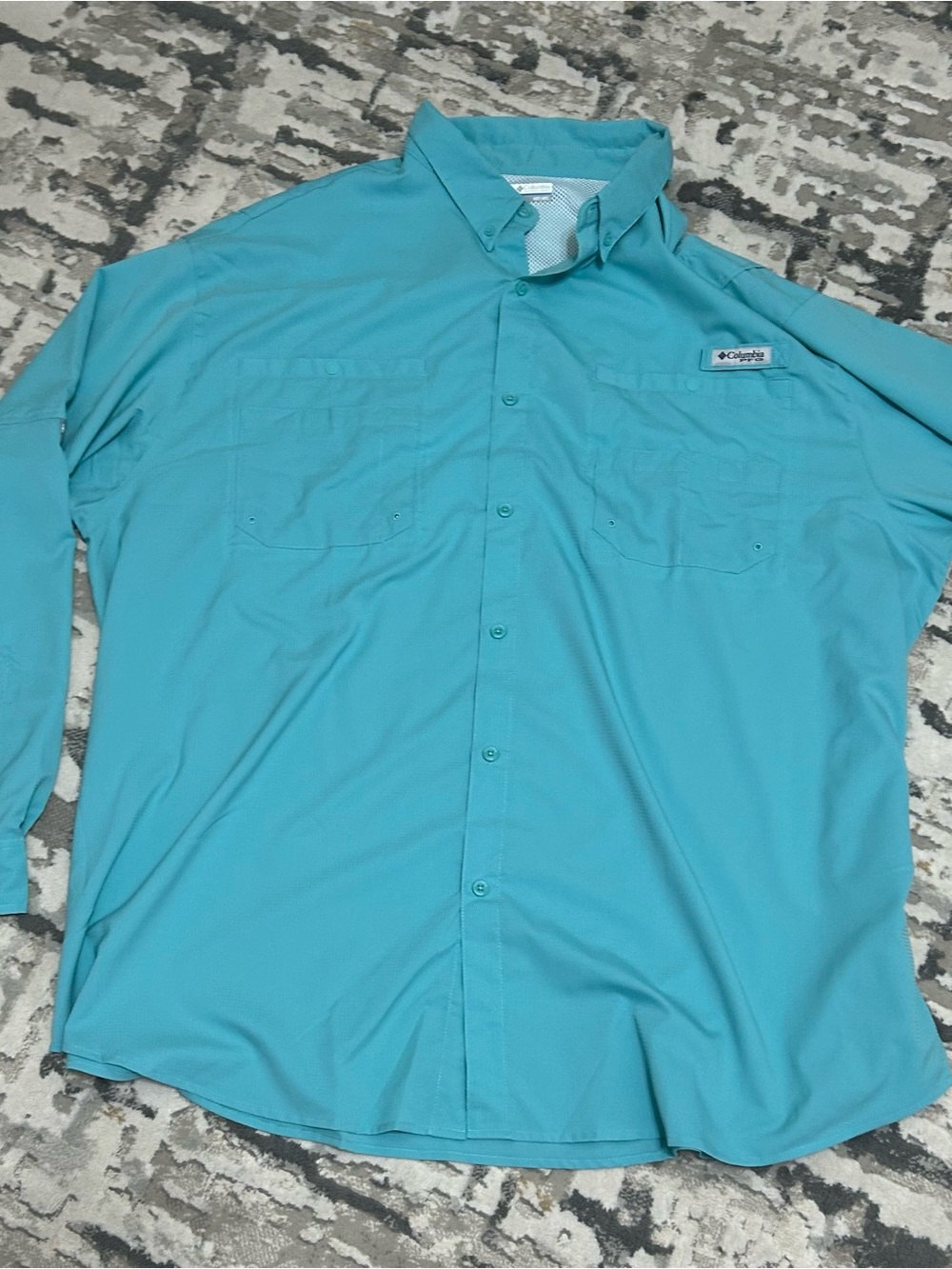 Columbia Men’s Button-Down Long Sleeve Shirt - Turquoise
